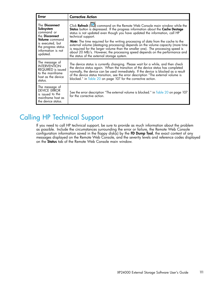 Calling hp technical support | HP XP External Storage Software User Manual | Page 111 / 138