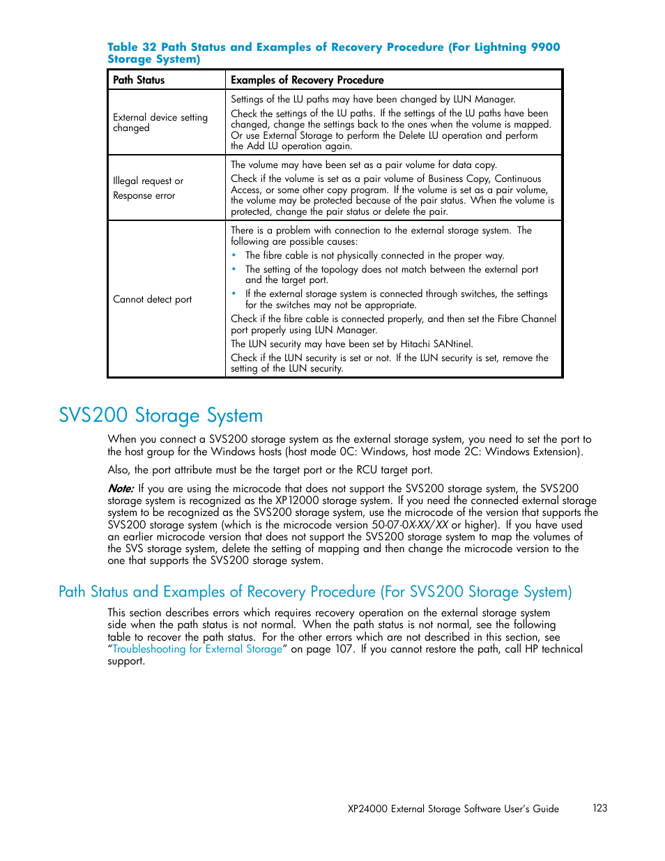 Svs200 storage system | HP XP External Storage Software User Manual | Page 123 / 138