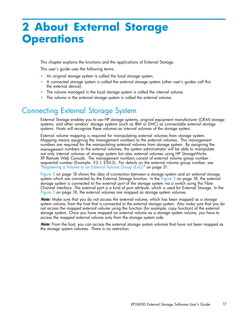 2 about external storage operations, Connecting external storage system | HP XP External Storage Software User Manual | Page 17 / 138