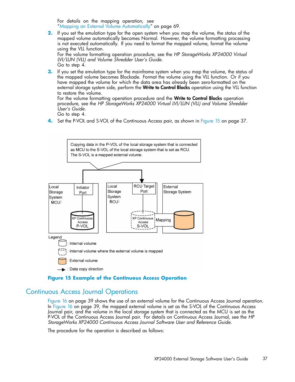 Continuous access journal operations, 15 example of the continuous access operation, Figure 15 | HP XP External Storage Software User Manual | Page 37 / 138