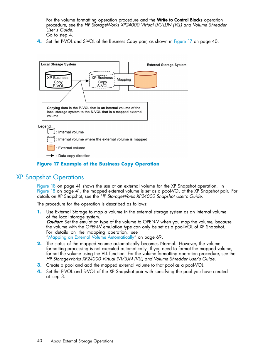 Xp snapshot operations, 17 example of the business copy operation, Figure 17 | HP XP External Storage Software User Manual | Page 40 / 138