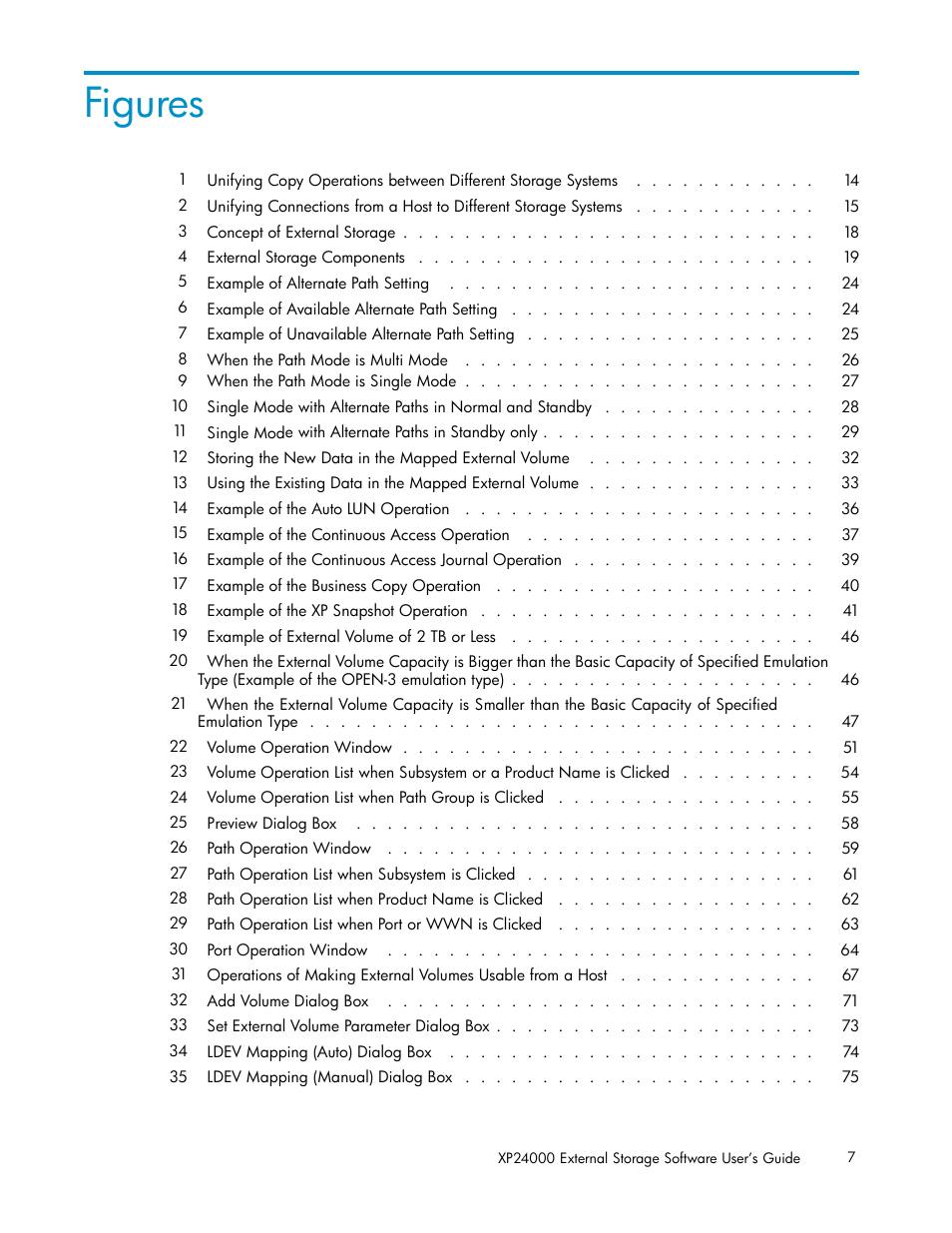 Figures | HP XP External Storage Software User Manual | Page 7 / 138