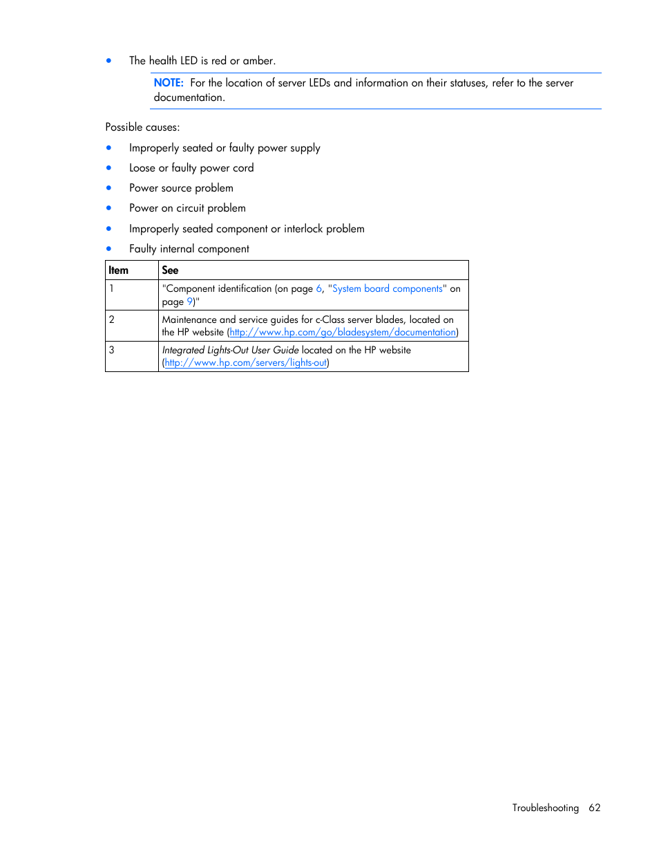 HP ProLiant BL465c G5 Server-Blade User Manual | Page 62 / 92