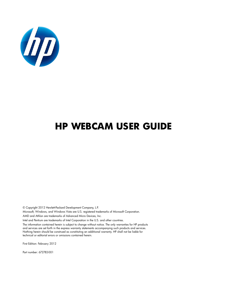 HP 1300 Webcam User Manual | 10 pages