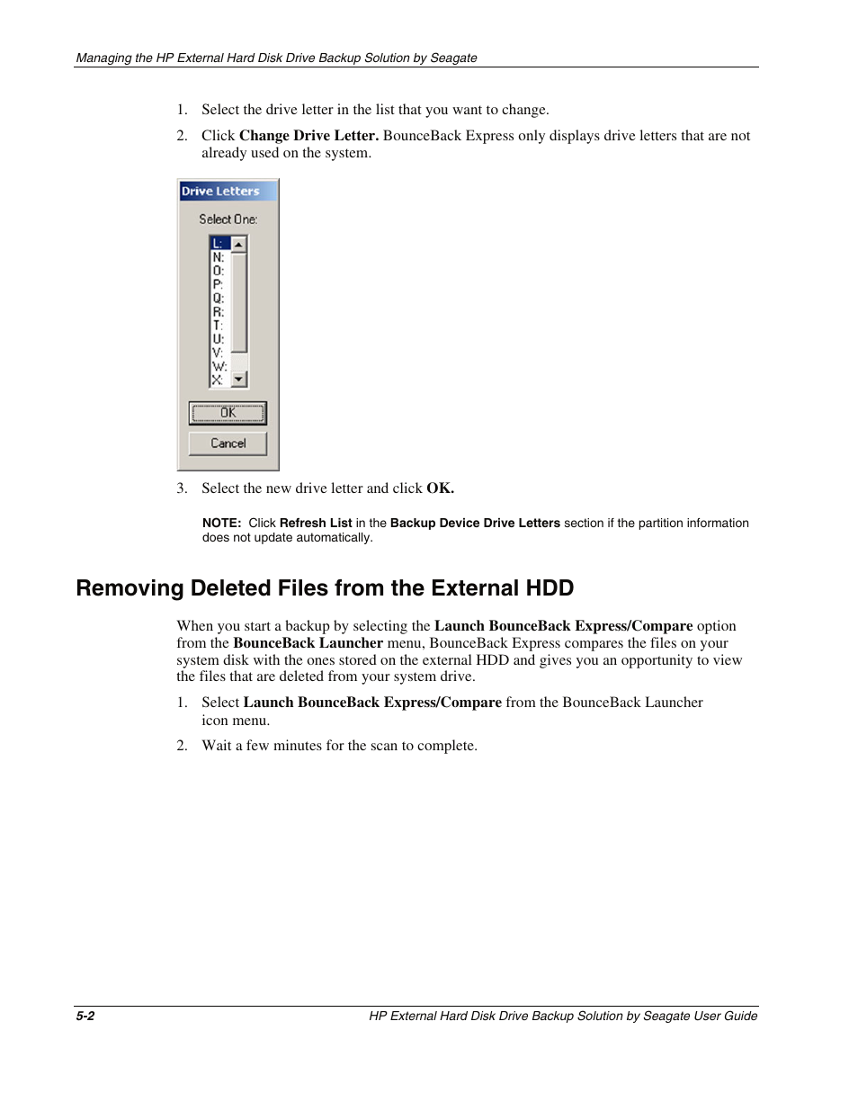 Removing deleted files from the external hdd, Removing deleted files from the external hdd -2 | HP External Backup Solution by Seagate User Manual | Page 30 / 41