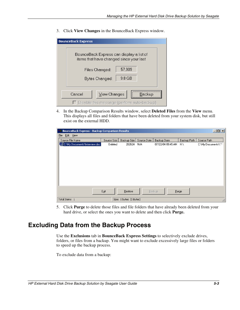 Excluding data from the backup process, Excluding data from the backup process -3 | HP External Backup Solution by Seagate User Manual | Page 31 / 41