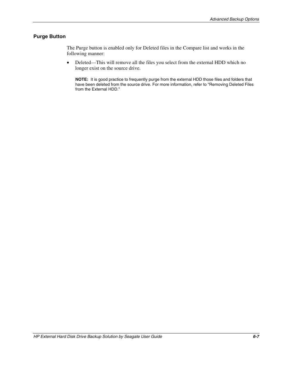Purge button | HP External Backup Solution by Seagate User Manual | Page 39 / 41