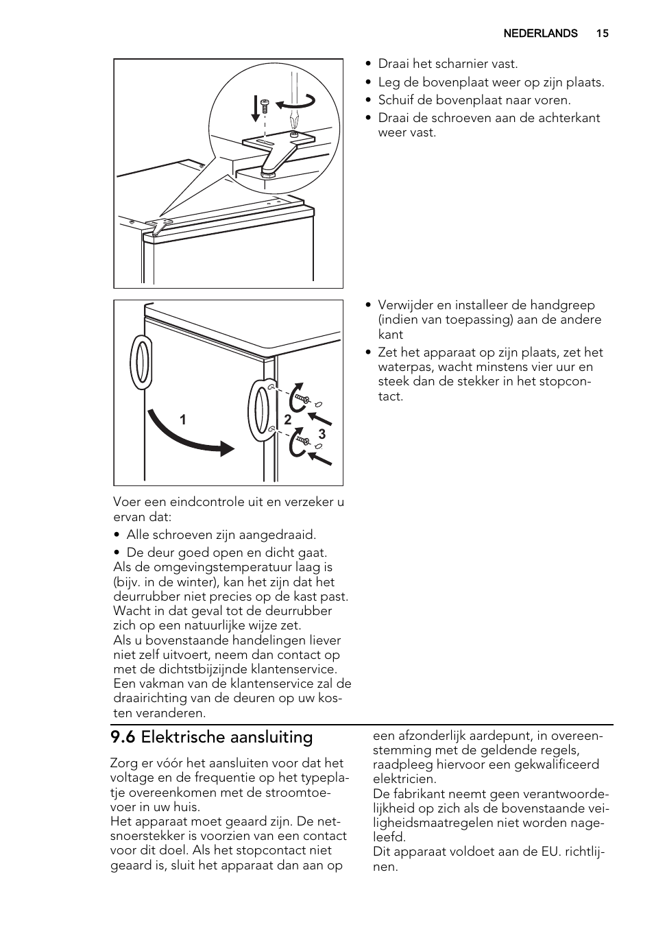 6 elektrische aansluiting | AEG S32500KSS1 User Manual | Page 15 / 68