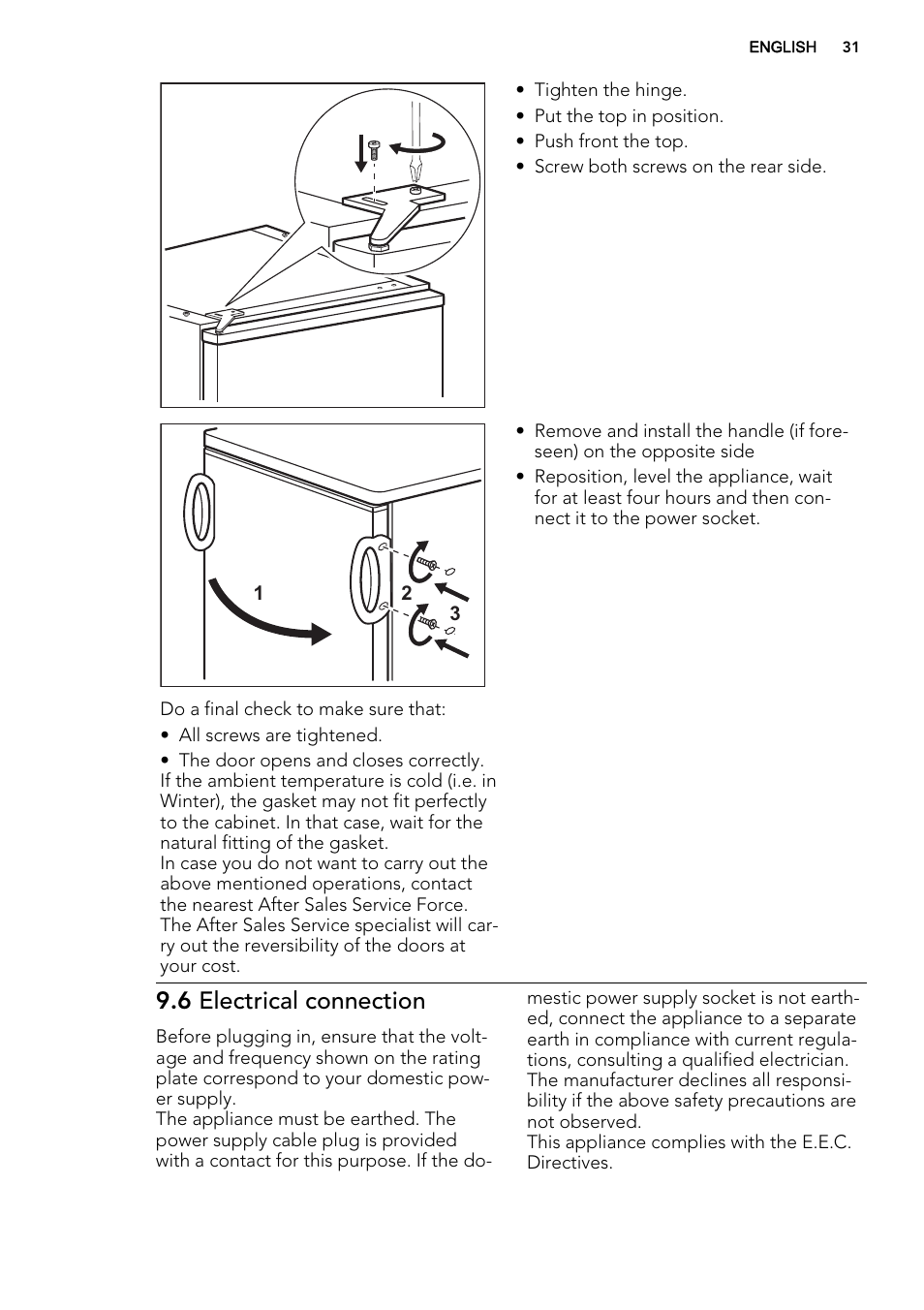 6 electrical connection | AEG S32500KSS1 User Manual | Page 31 / 68