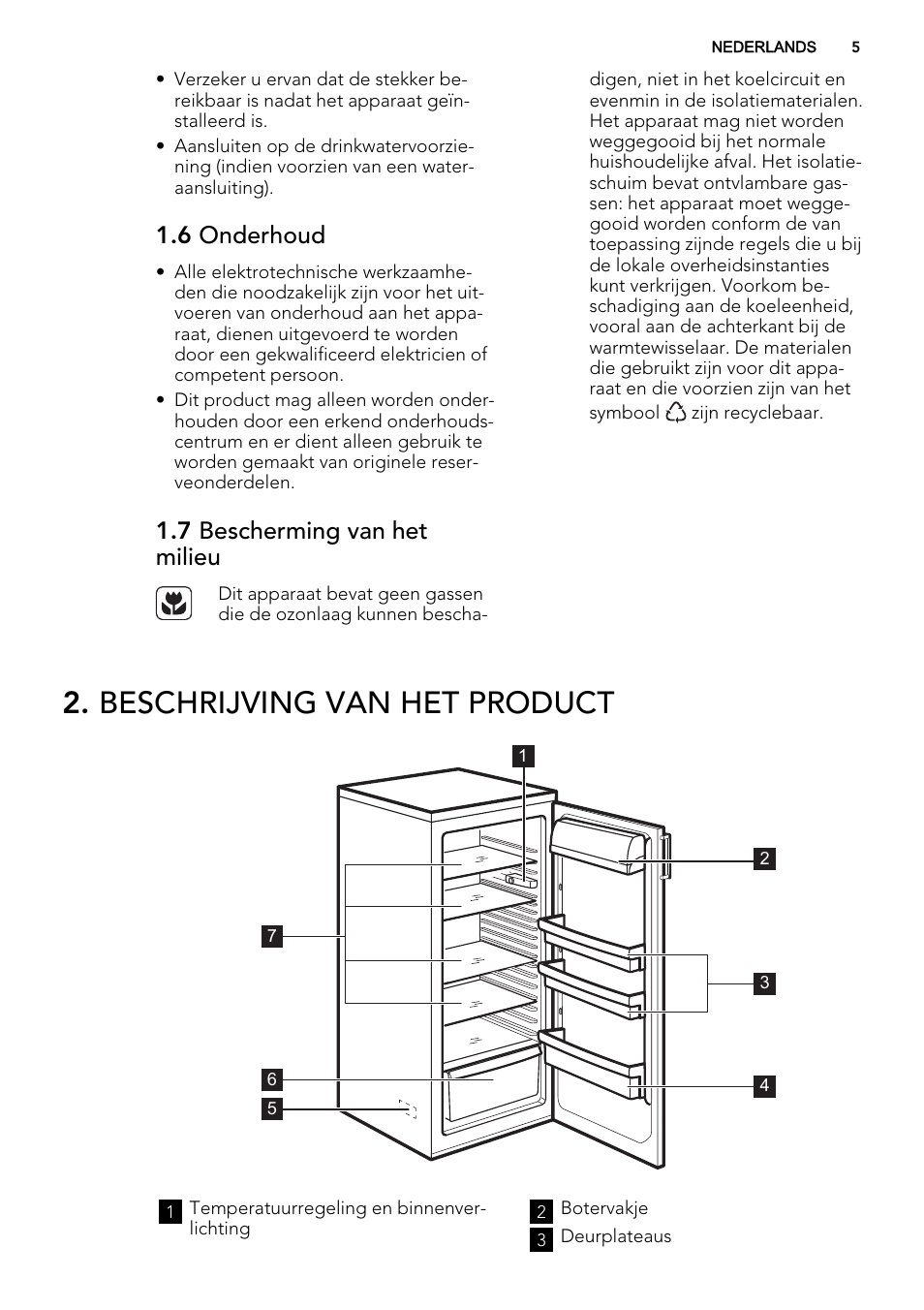 Beschrijving van het product, 6 onderhoud, 7 bescherming van het milieu | AEG S32500KSS1 User Manual | Page 5 / 68