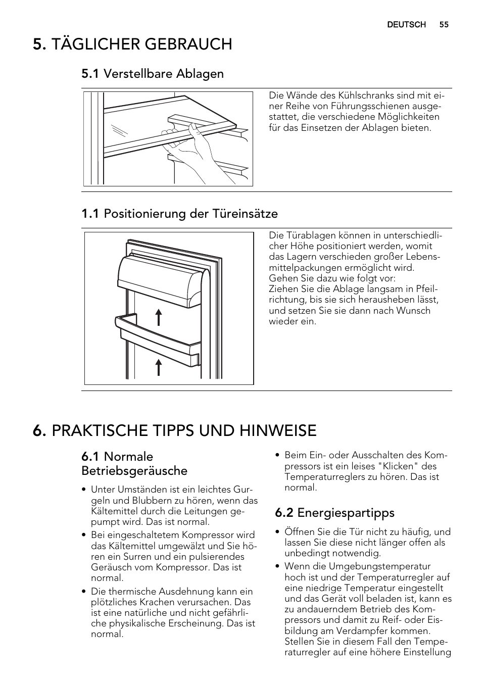 Täglicher gebrauch, Praktische tipps und hinweise | AEG S32500KSS1 User Manual | Page 55 / 68