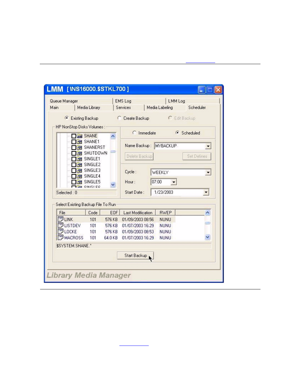 Figure 5-15, Existing scheduled backup | HP Integrity NonStop H-Series User Manual | Page 104 / 236