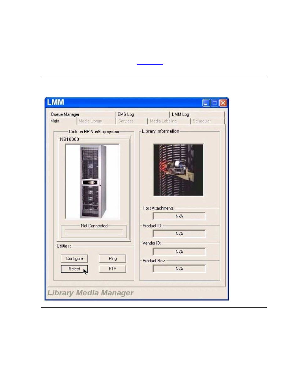 Figure 5-7, Lmm main tab - select | HP Integrity NonStop H-Series User Manual | Page 78 / 236