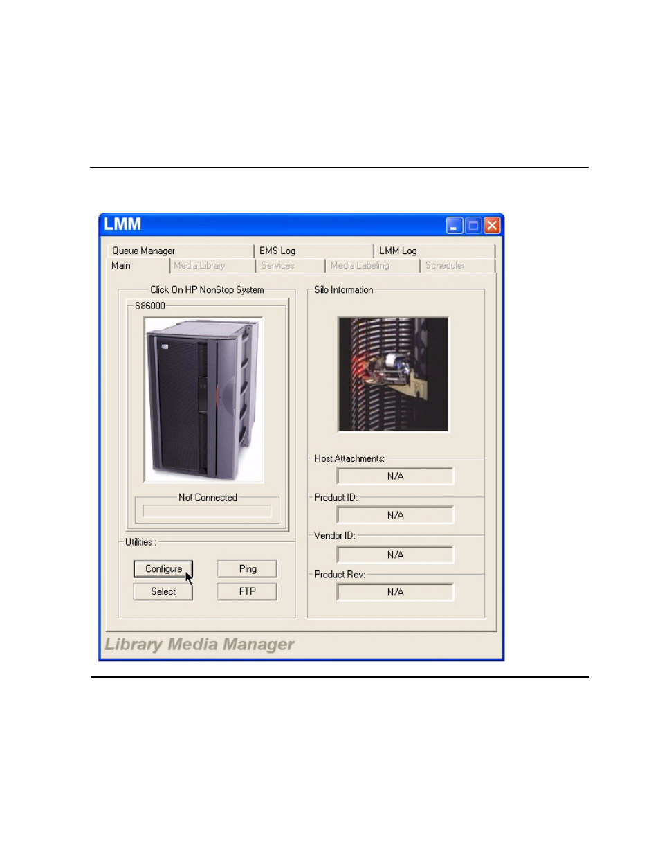 Configuring the client lmm gui, Figure 5-10, Lmm main tab - configure | HP Integrity NonStop H-Series User Manual | Page 81 / 236