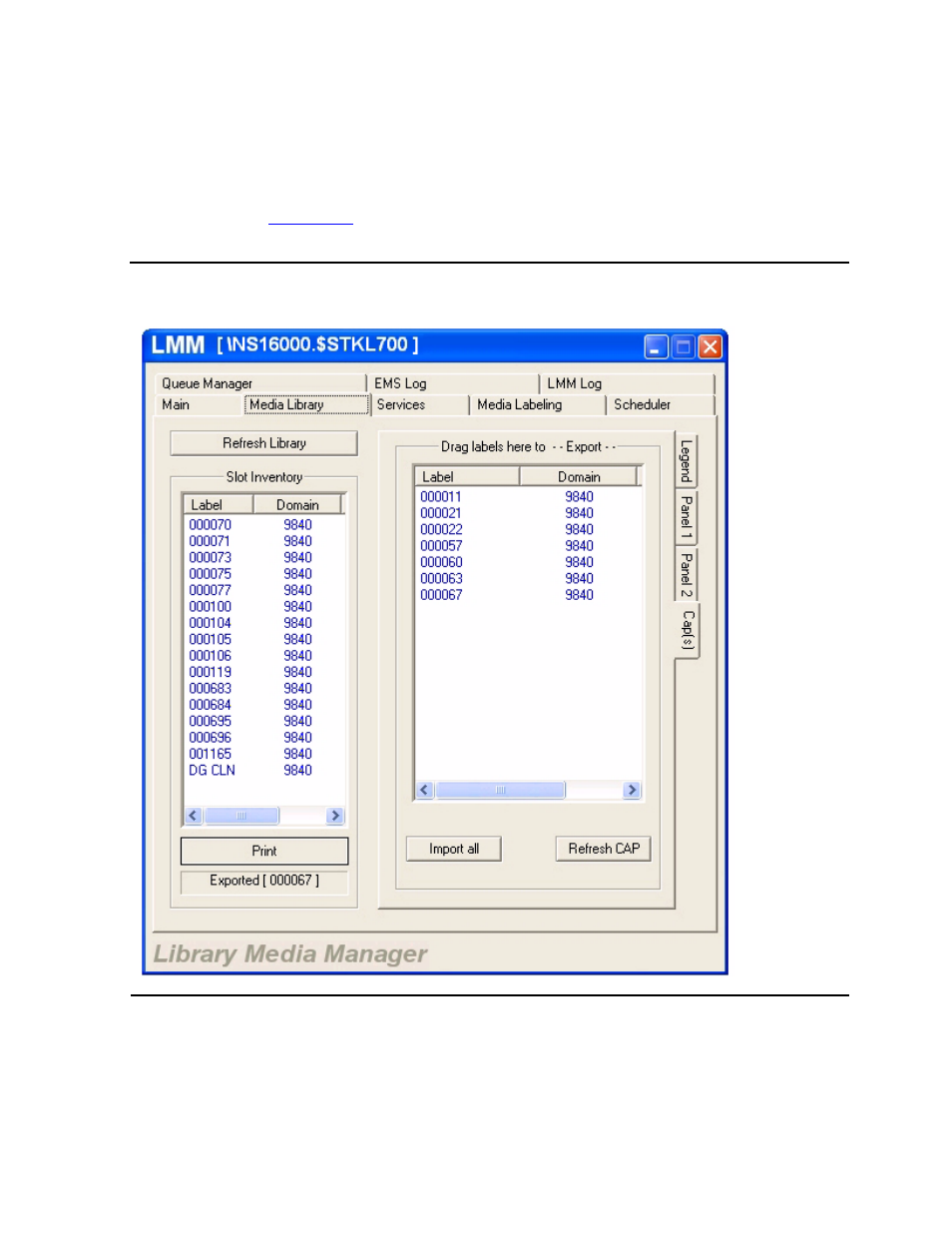 Figure 5-6, Media library tab - cap(s), Cap(s) tab | HP Integrity NonStop H-Series User Manual | Page 92 / 236