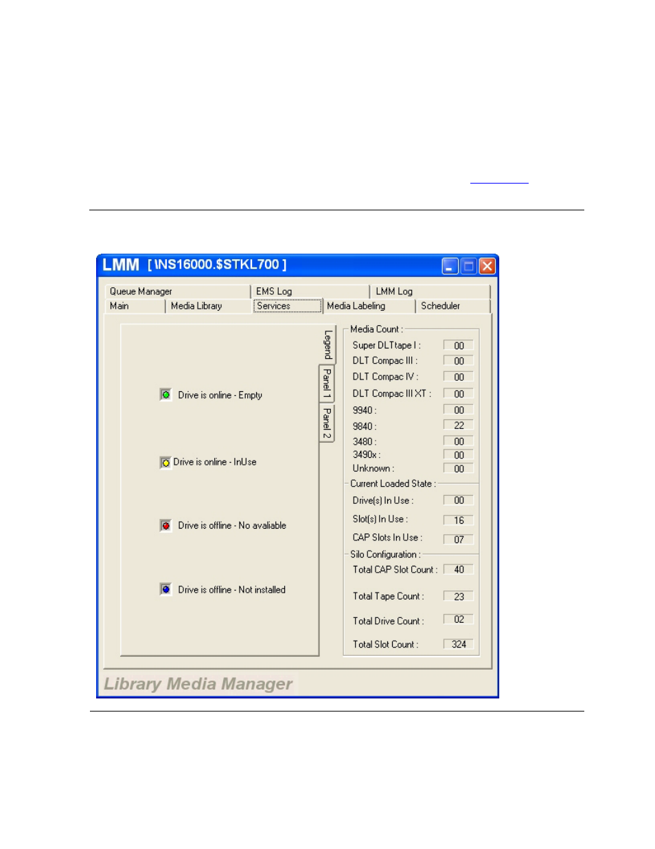 Services tab, Figure 5-7, Services tab - legend | Legend tab | HP Integrity NonStop H-Series User Manual | Page 94 / 236