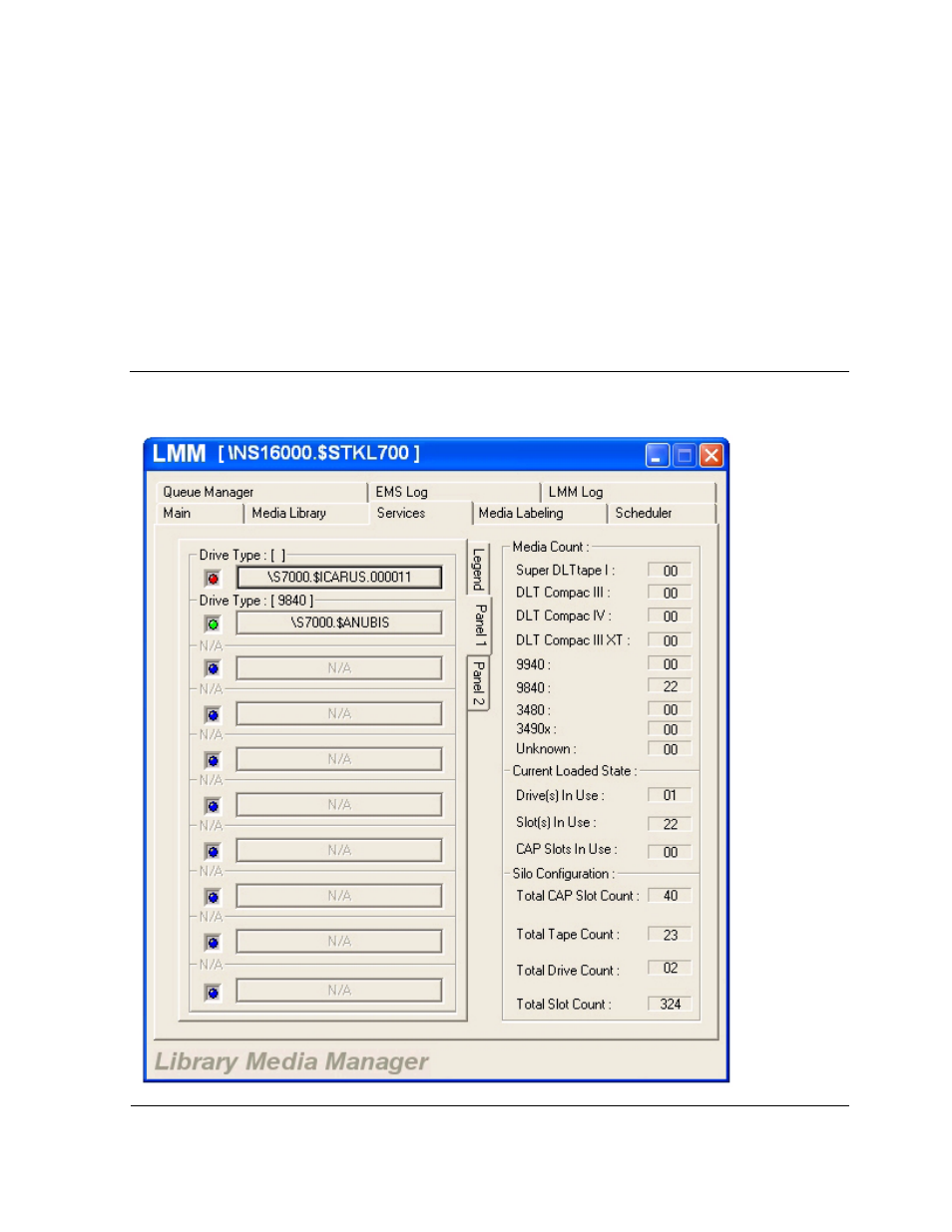 Figure 5-8, Services tab - panels, Panel tabs | HP Integrity NonStop H-Series User Manual | Page 95 / 236
