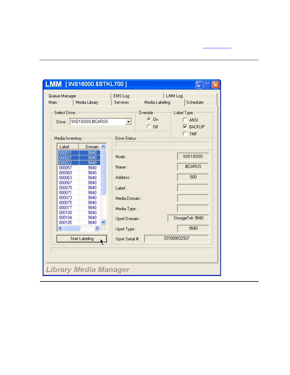 Media labeling tab, Figure 5-10 | HP Integrity NonStop H-Series User Manual | Page 99 / 236