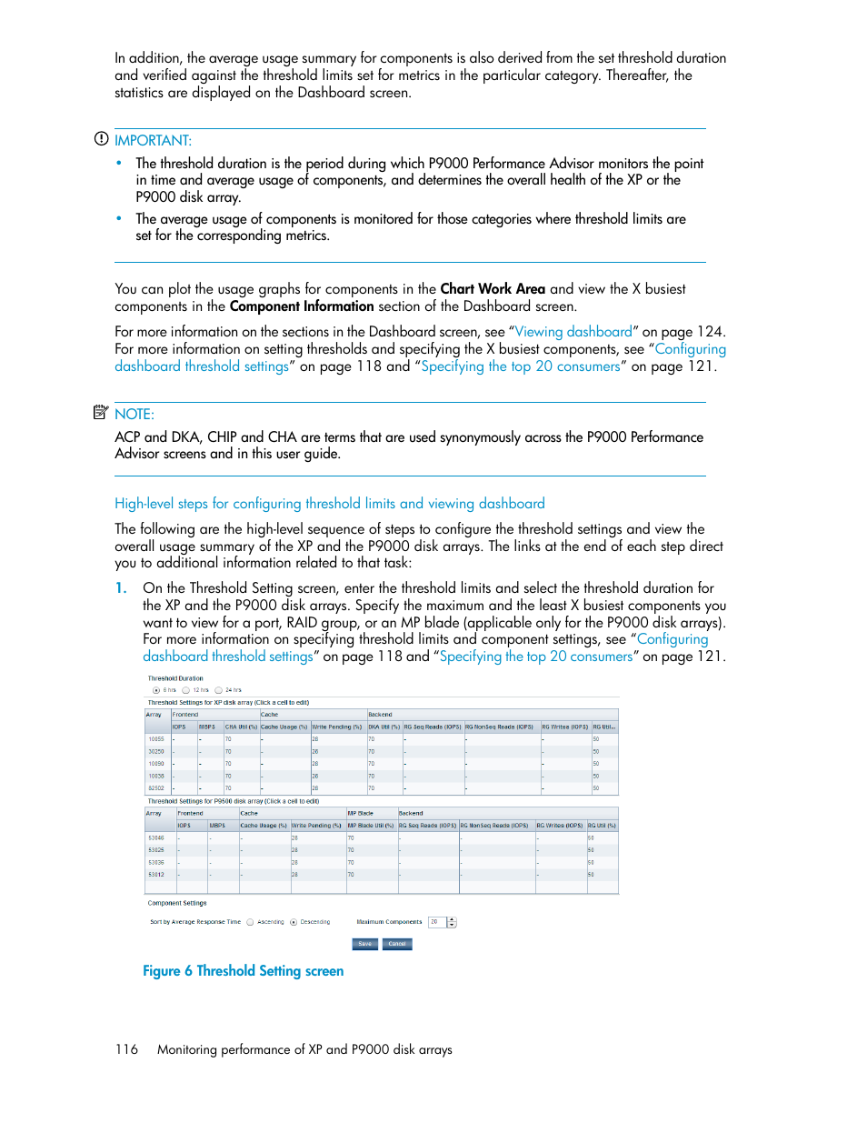 Threshold setting screen | HP XP P9000 Performance Advisor Software User Manual | Page 116 / 476