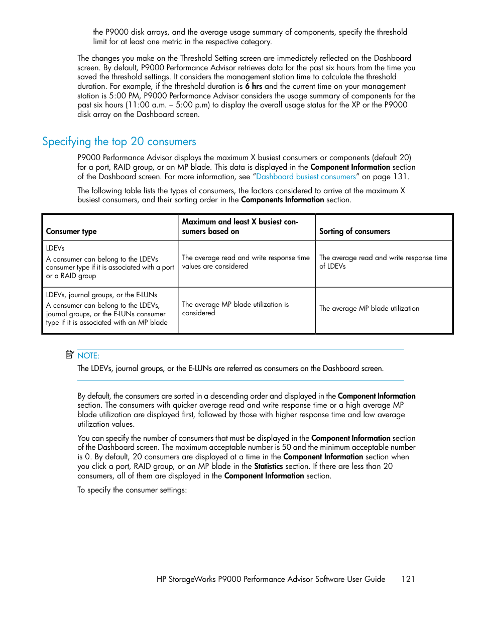 Specifying the top 20 consumers | HP XP P9000 Performance Advisor Software User Manual | Page 121 / 476