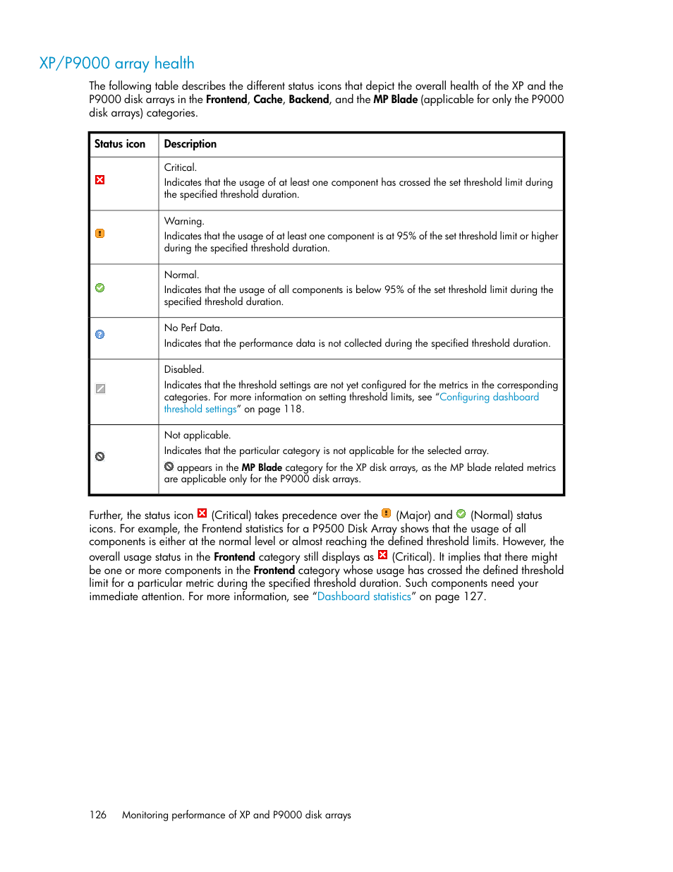 Xp/p9000 array health | HP XP P9000 Performance Advisor Software User Manual | Page 126 / 476