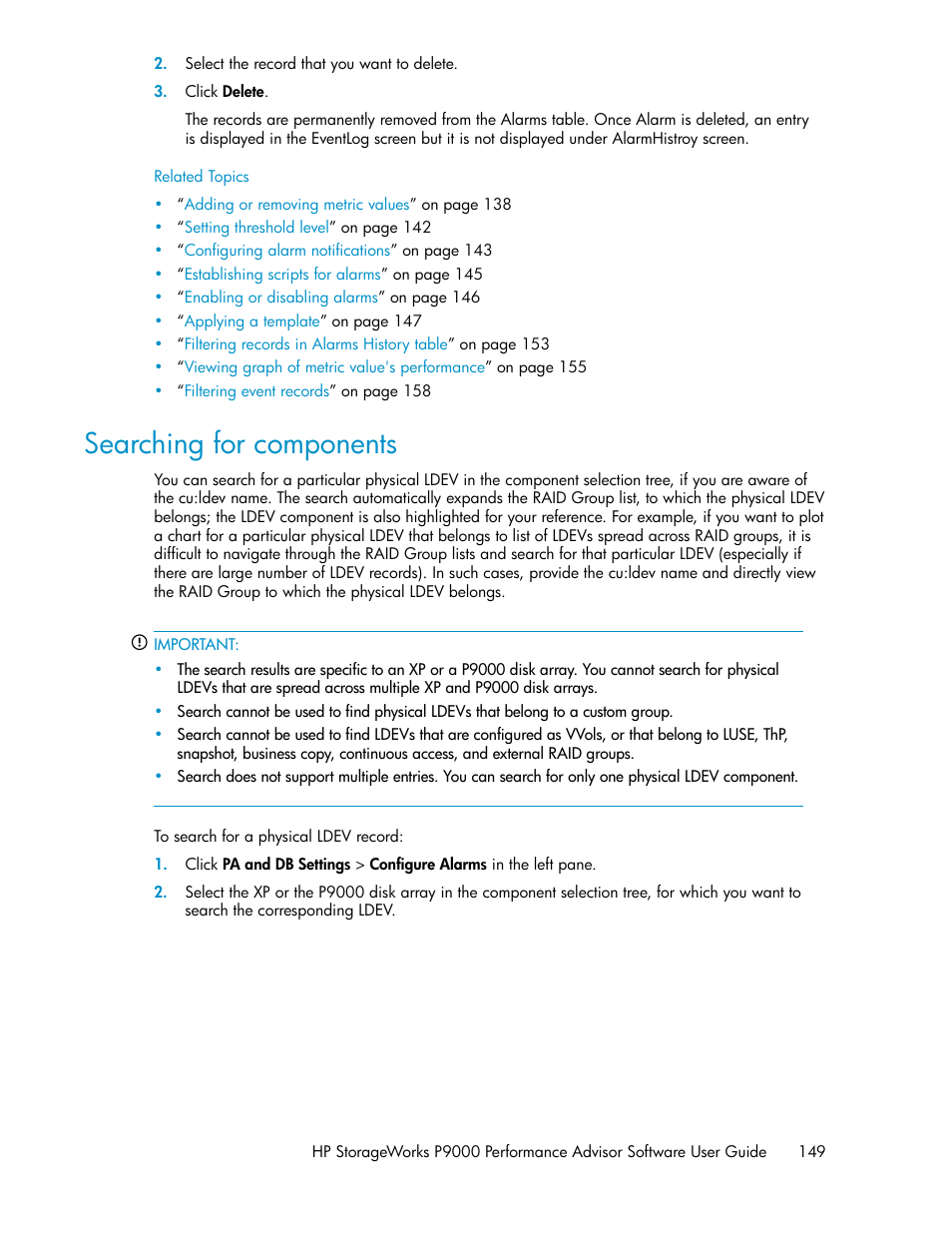 Searching for components | HP XP P9000 Performance Advisor Software User Manual | Page 149 / 476