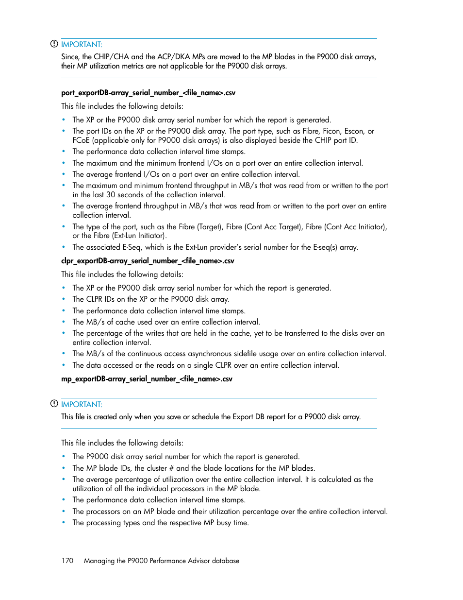HP XP P9000 Performance Advisor Software User Manual | Page 170 / 476