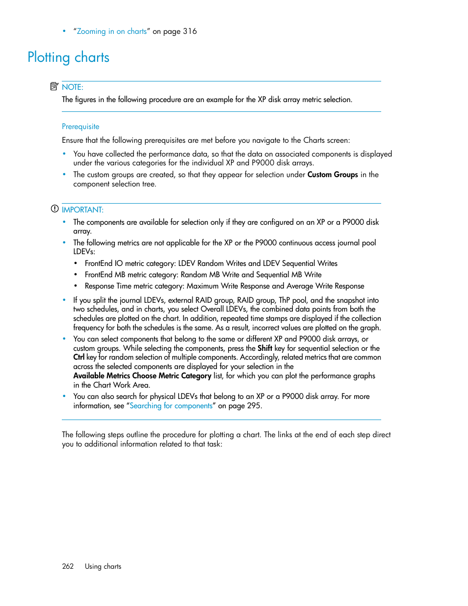 Plotting charts, Plotting, Charts | HP XP P9000 Performance Advisor Software User Manual | Page 262 / 476