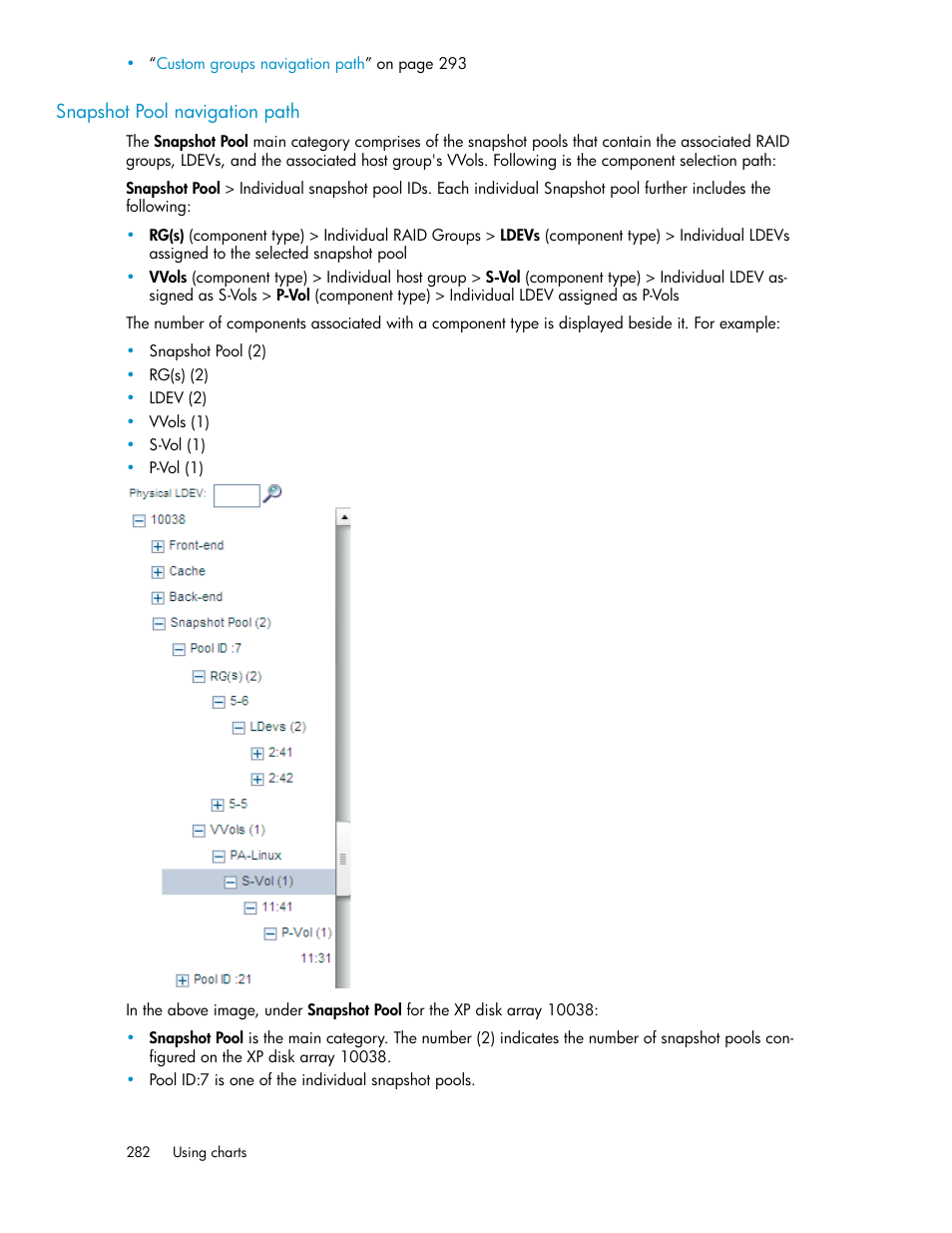 Snapshot pool navigation path, Snapshot pool, Navigation path | HP XP P9000 Performance Advisor Software User Manual | Page 282 / 476