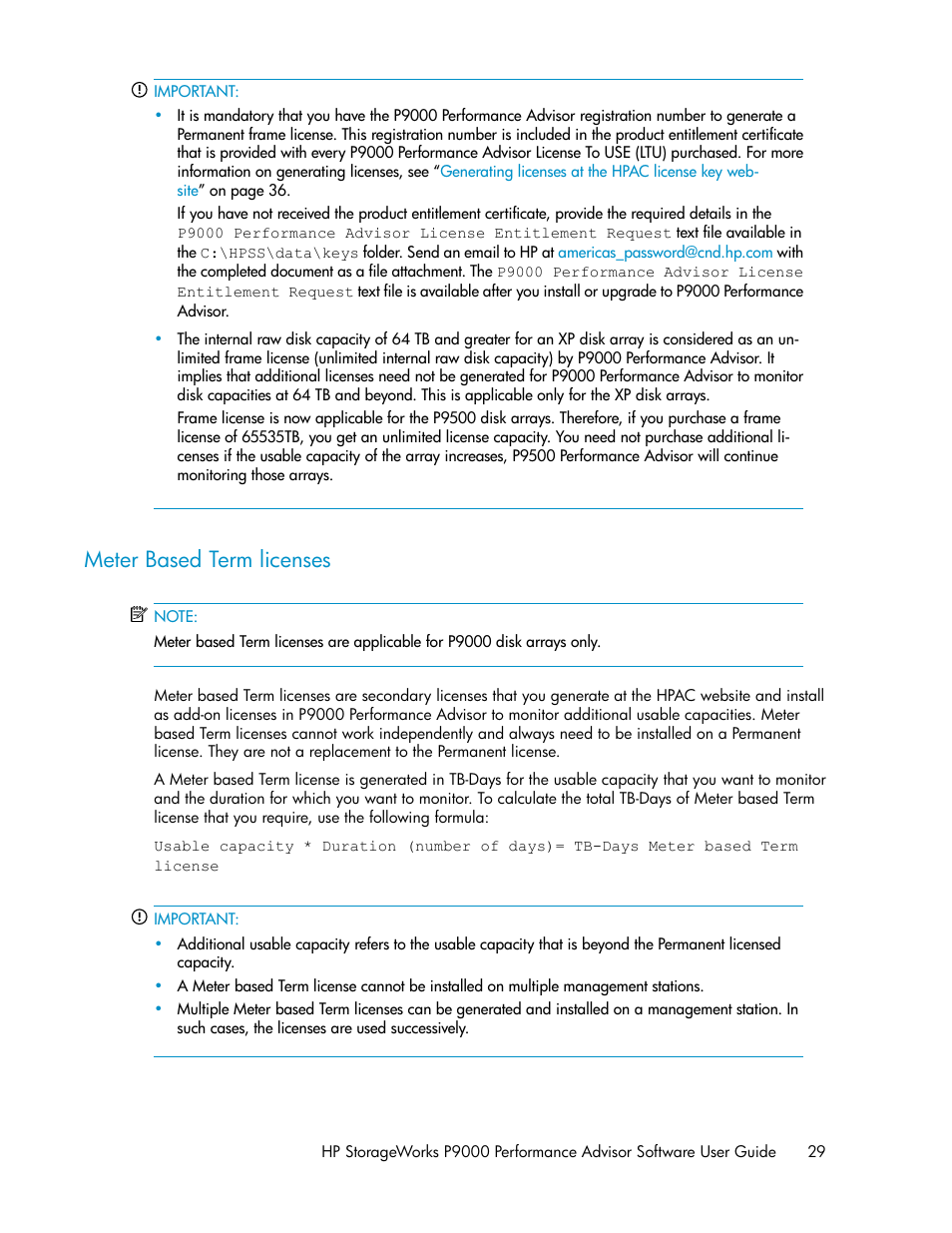 Meter based term licenses | HP XP P9000 Performance Advisor Software User Manual | Page 29 / 476