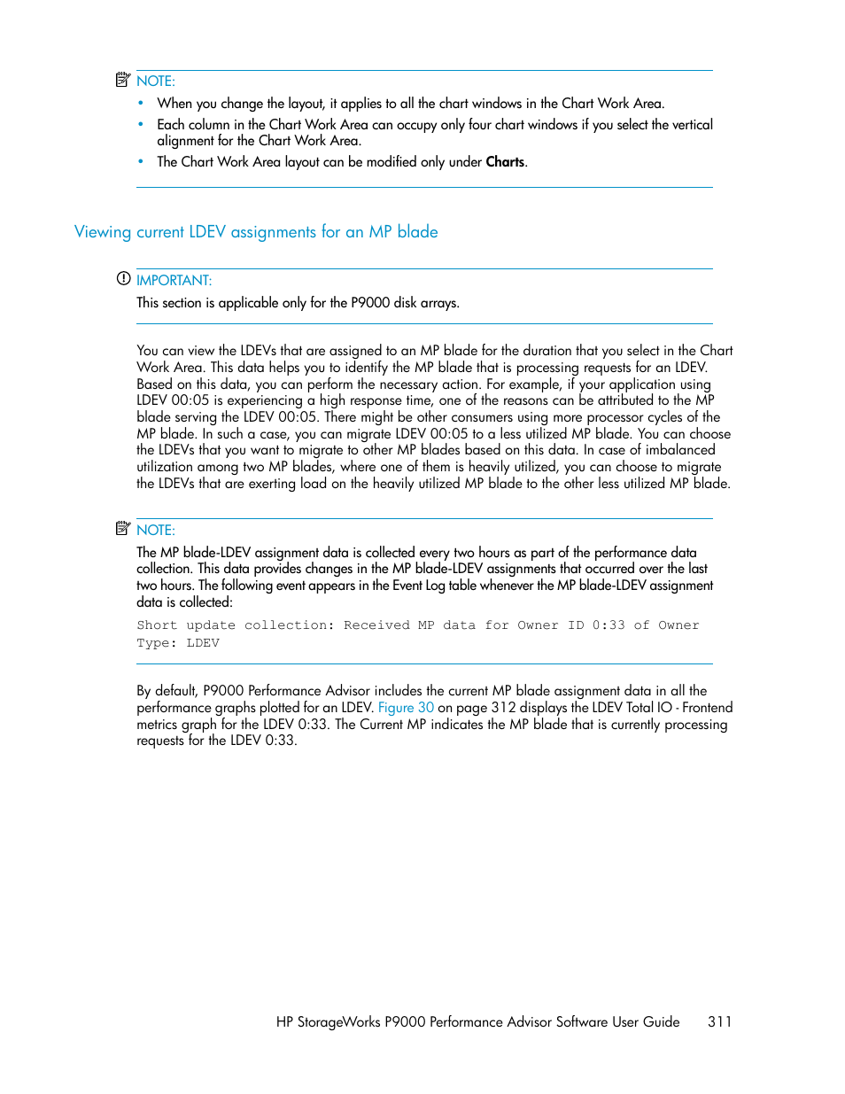 Viewing current ldev assignments for an mp blade, Viewing current ldev assignments for, An mp blade | HP XP P9000 Performance Advisor Software User Manual | Page 311 / 476