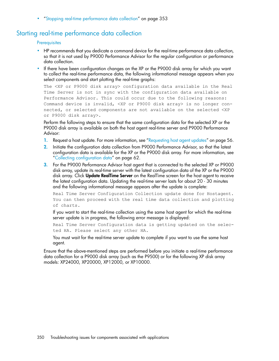 Starting real-time performance data collection | HP XP P9000 Performance Advisor Software User Manual | Page 350 / 476