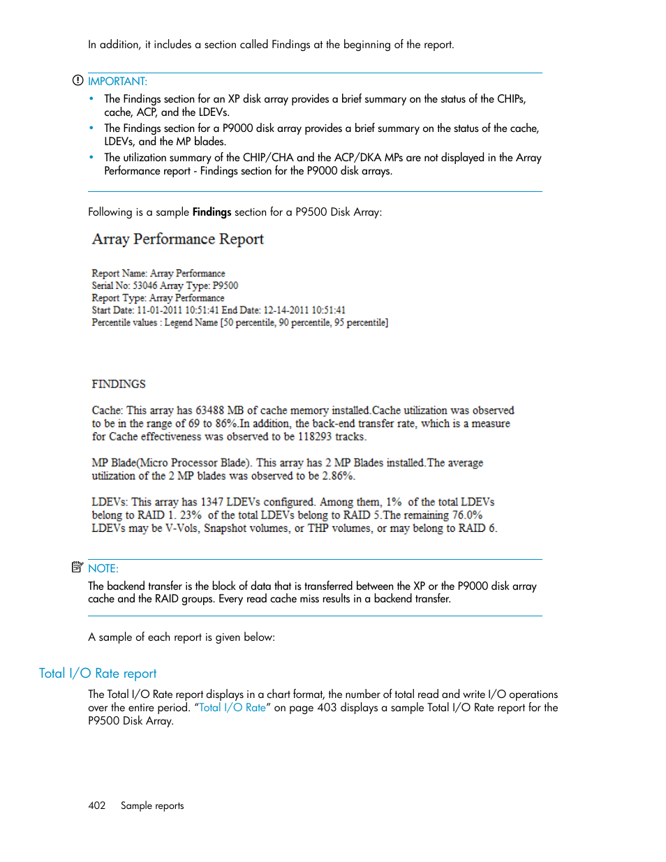 Total i/o rate report | HP XP P9000 Performance Advisor Software User Manual | Page 402 / 476