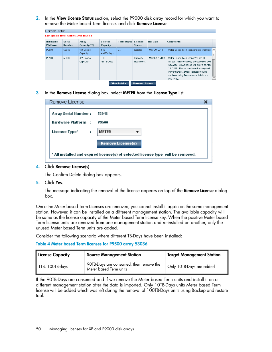 Meter based term licenses for p9500 array 53036 | HP XP P9000 Performance Advisor Software User Manual | Page 50 / 476