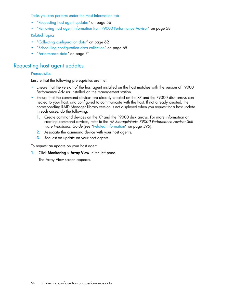 Requesting host agent updates | HP XP P9000 Performance Advisor Software User Manual | Page 56 / 476