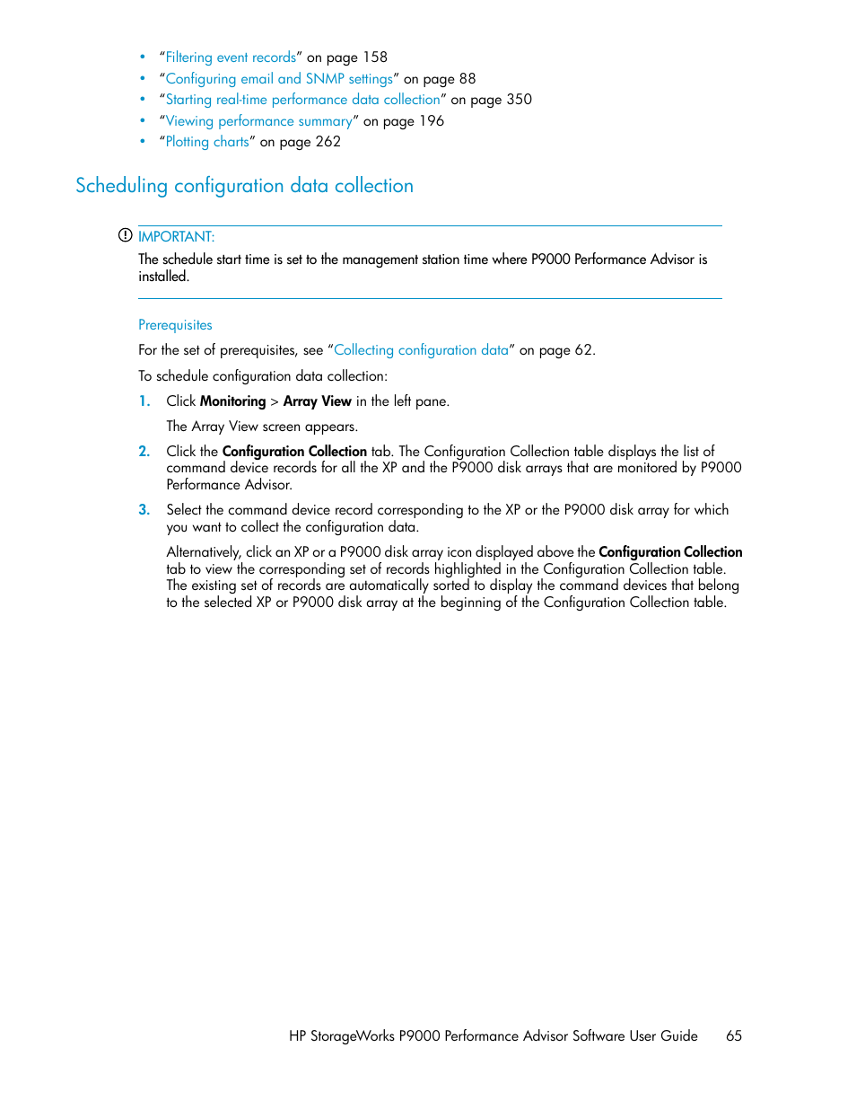 Scheduling configuration data collection | HP XP P9000 Performance Advisor Software User Manual | Page 65 / 476