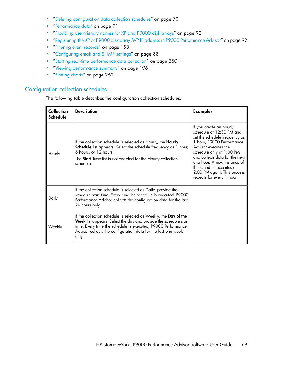 Configuration collection schedules, Configuration collection, Schedules | HP XP P9000 Performance Advisor Software User Manual | Page 69 / 476
