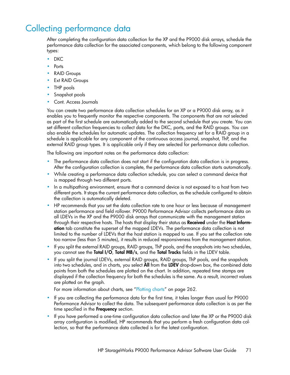 Collecting performance data, Performance data | HP XP P9000 Performance Advisor Software User Manual | Page 71 / 476