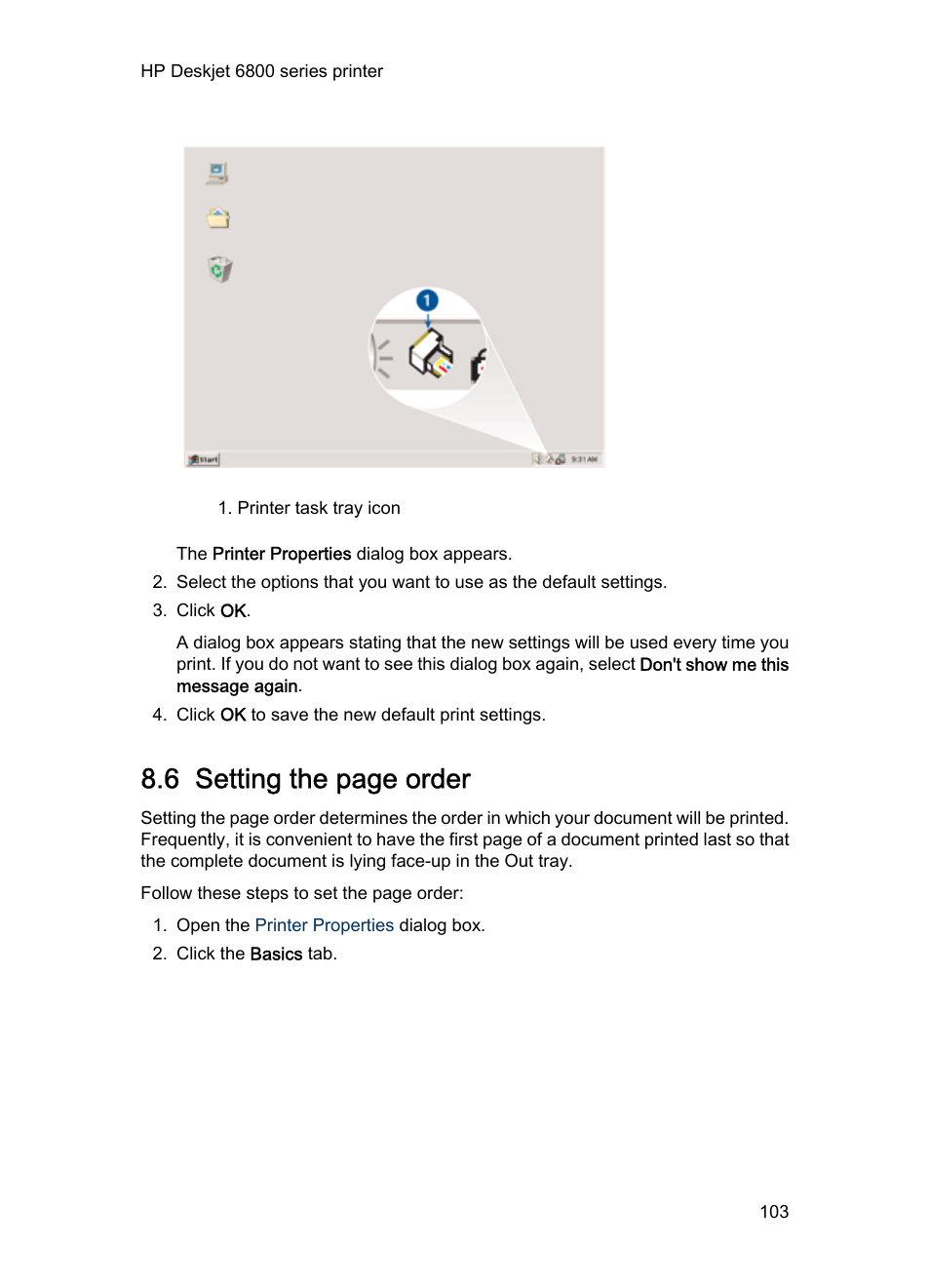 Front to back, 6 setting the page order | HP Deskjet 6840 Color Inkjet Printer User Manual | Page 103 / 193