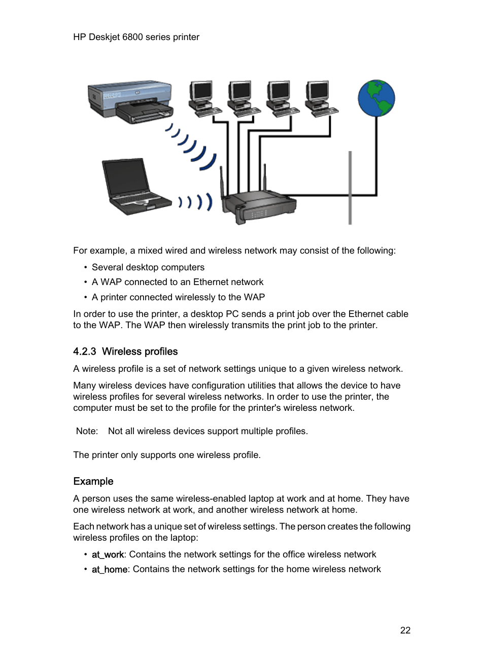 3 wireless profiles, Example | HP Deskjet 6840 Color Inkjet Printer User Manual | Page 22 / 193