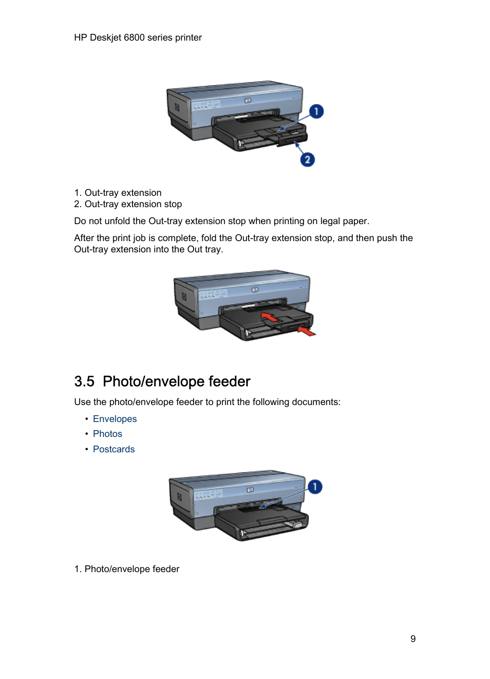 5 photo/envelope feeder, Photo/envelope feeder | HP Deskjet 6840 Color Inkjet Printer User Manual | Page 9 / 193