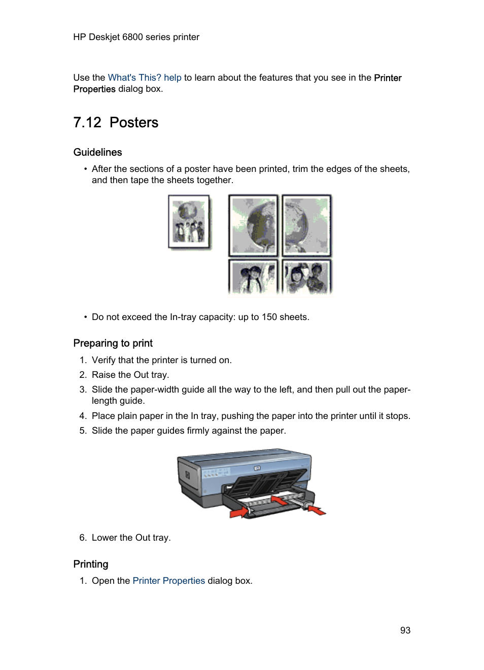 12 posters, Guidelines, Preparing to print | Printing, Posters | HP Deskjet 6840 Color Inkjet Printer User Manual | Page 93 / 193