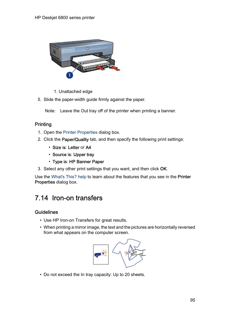 Printing, 14 iron-on transfers, Guidelines | Iron-on, Transfers | HP Deskjet 6840 Color Inkjet Printer User Manual | Page 95 / 193