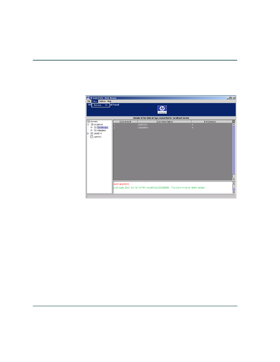 Refreshing the window | HP StorageWorks Auto Path VA Software User Manual | Page 28 / 70