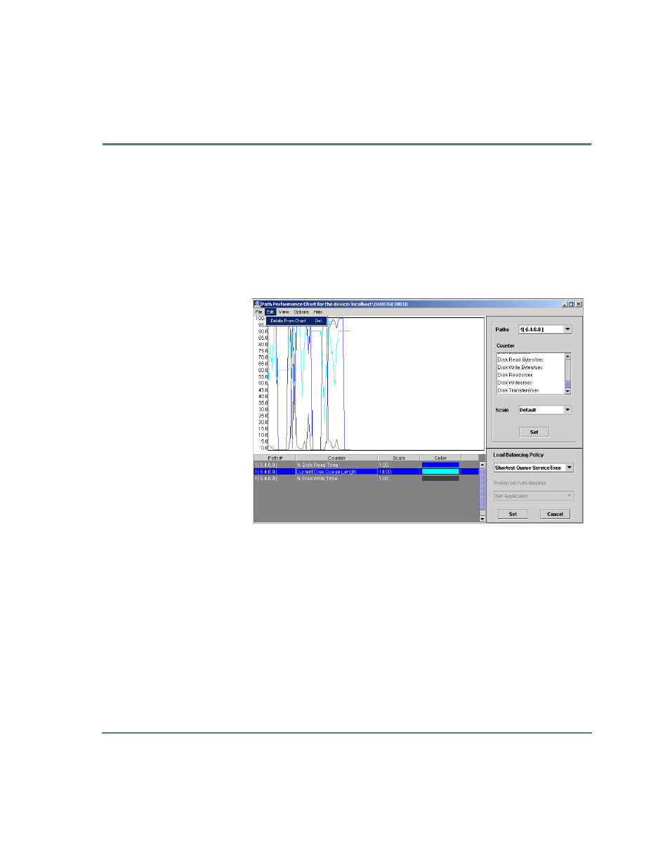 Removing a plot from the chart | HP StorageWorks Auto Path VA Software User Manual | Page 51 / 70