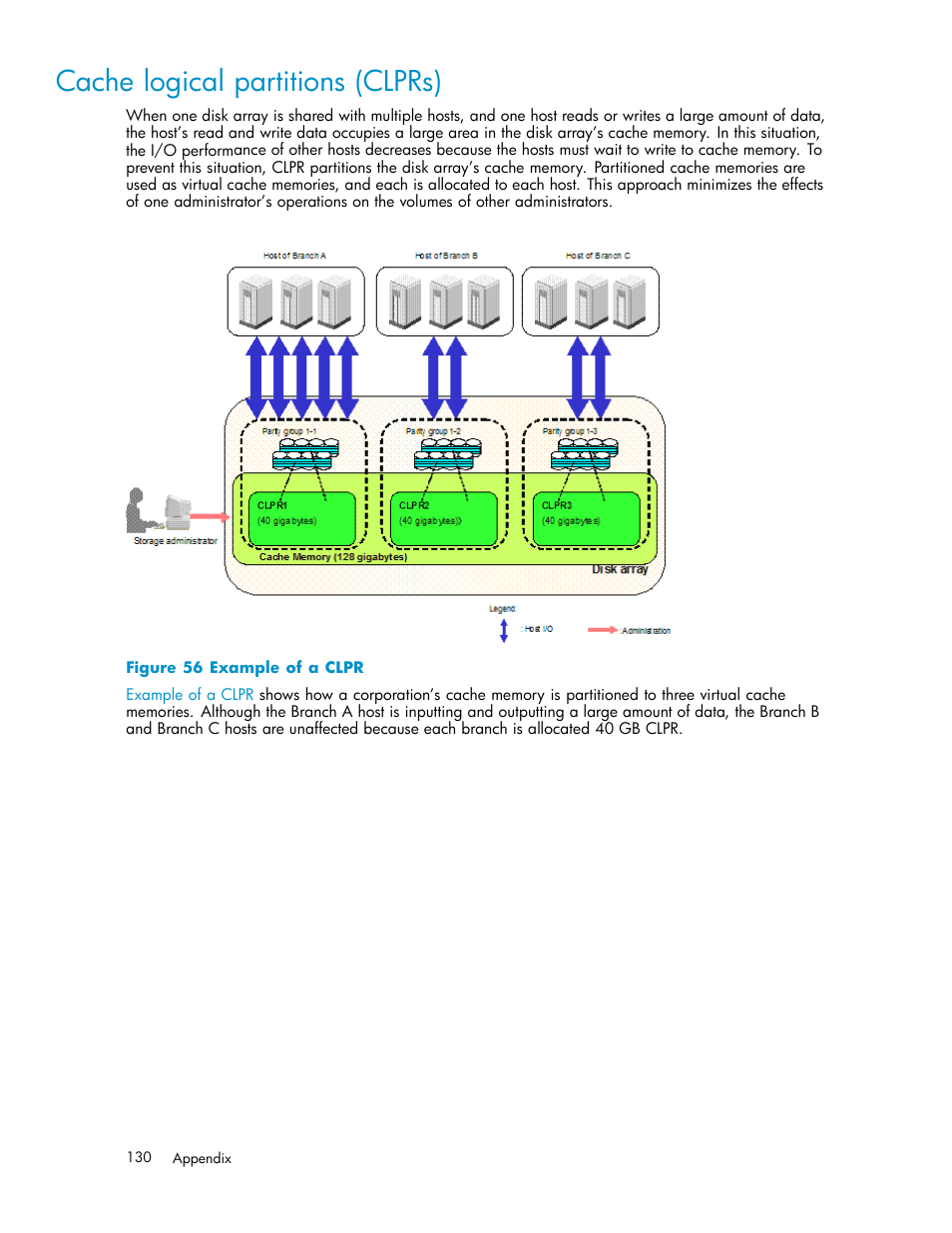 Cache logical partitions (clprs), Example of a clpr | HP XP Performance Advisor Software User Manual | Page 130 / 159
