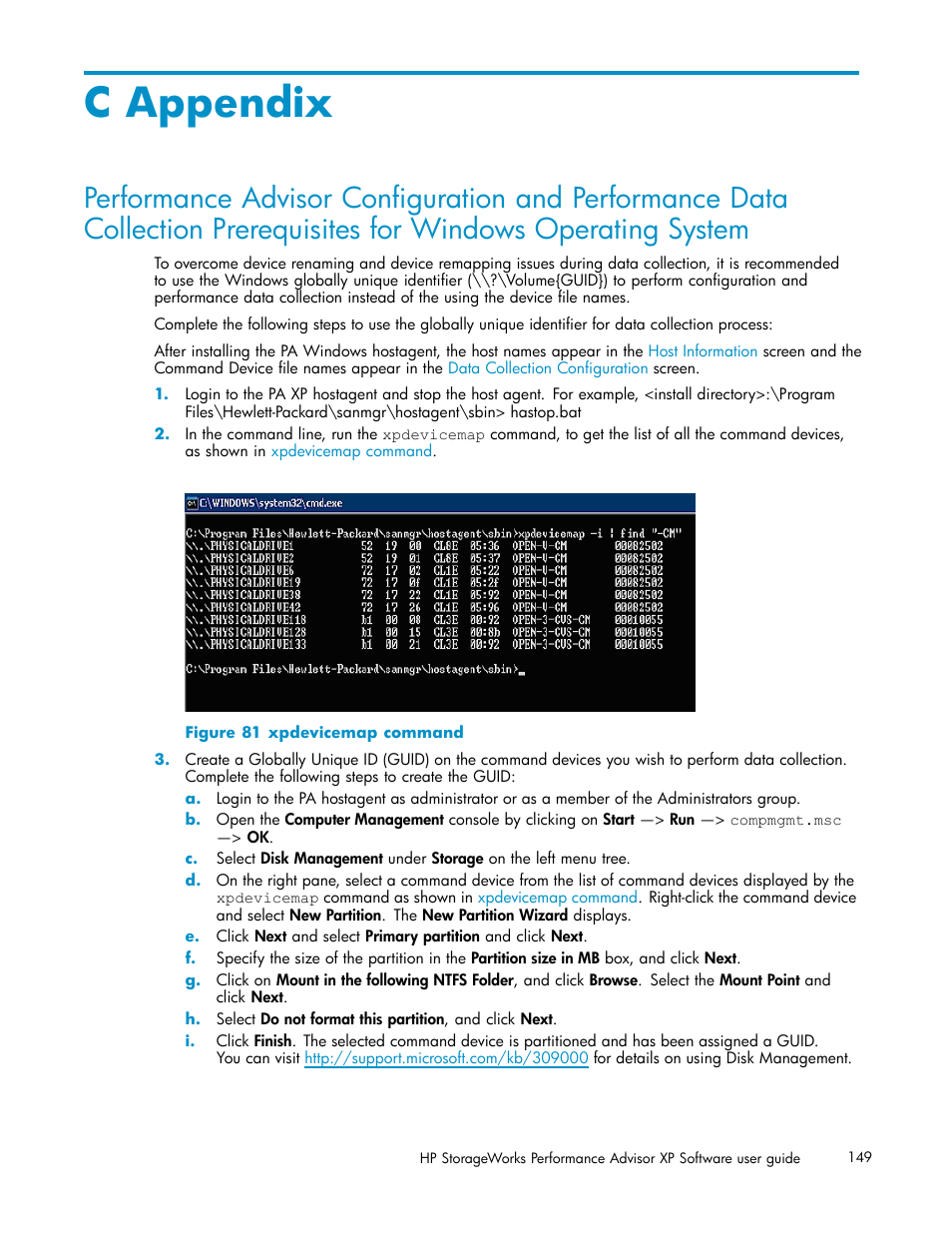 C appendix, System, Xpdevicemap command | HP XP Performance Advisor Software User Manual | Page 149 / 159