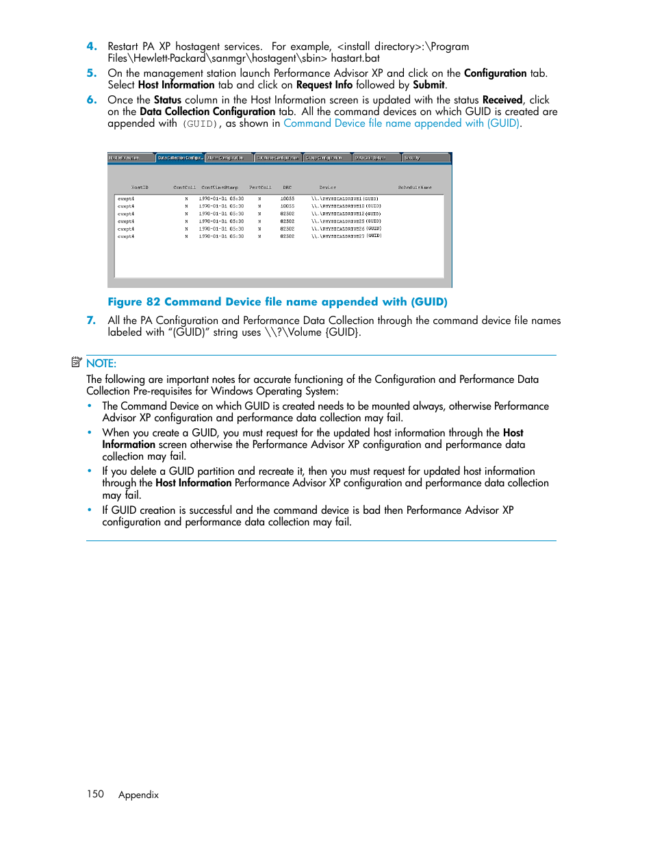 Command device file name appended with (guid) | HP XP Performance Advisor Software User Manual | Page 150 / 159