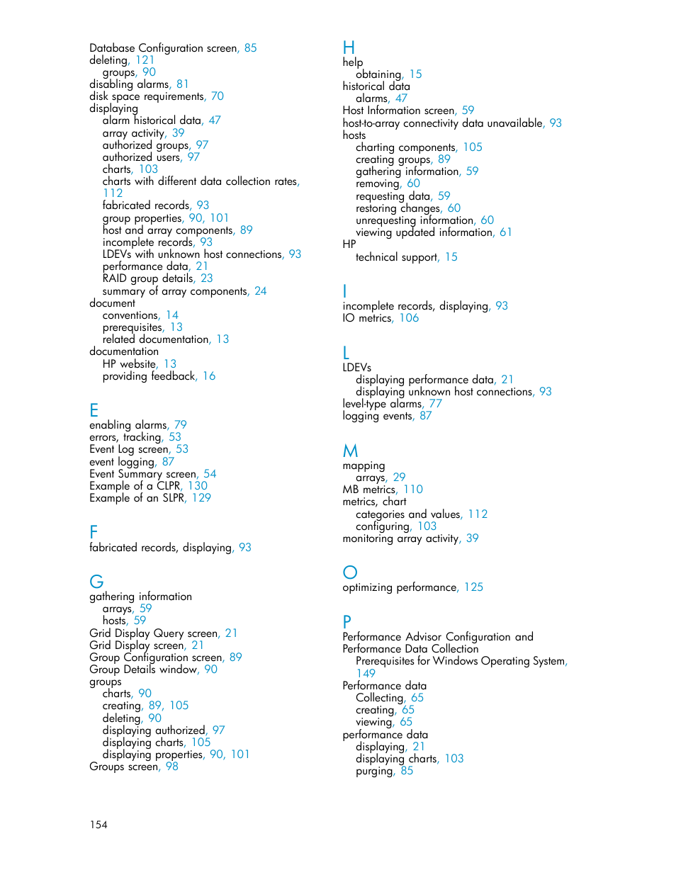 HP XP Performance Advisor Software User Manual | Page 154 / 159