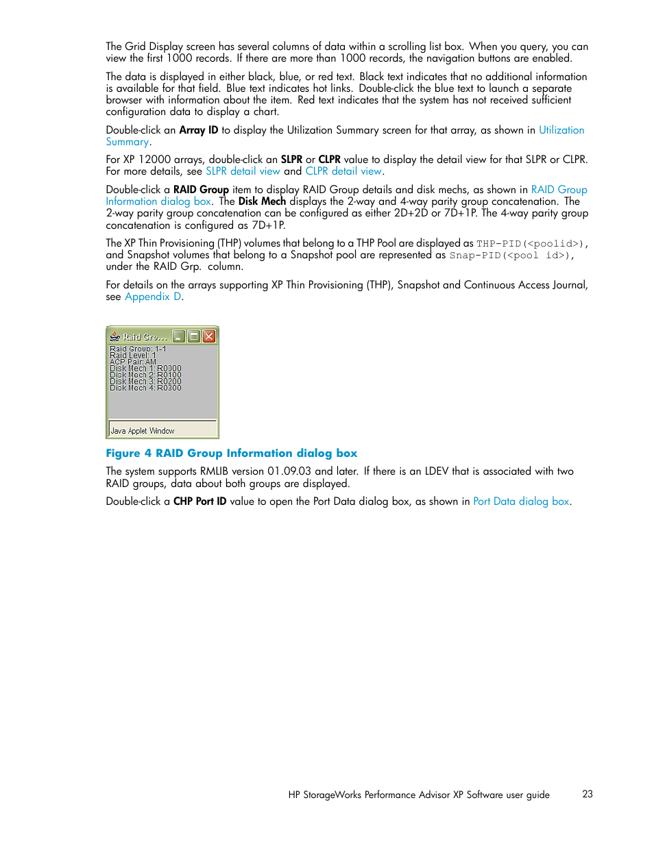 Raid group information dialog box | HP XP Performance Advisor Software User Manual | Page 23 / 159